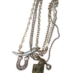 John Wind Maximal Art Multi Chain & Charm Vintage Necklace… Rare!
